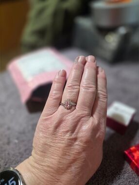 Ryze Pink And Clear Ice Cz Size 9 Ring  Sterling Silver